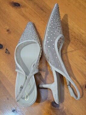 FLAWS Sam Edelman Bianka Slingback Beechwood Glitz Mesh Pointed Toe Pump Size 11